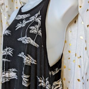 Black Hawaiian print tank dress